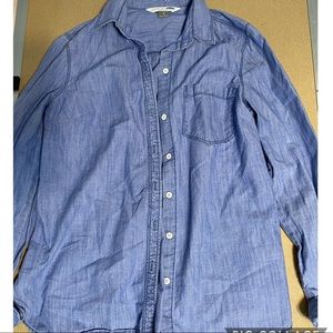 Faux Denim Button Down